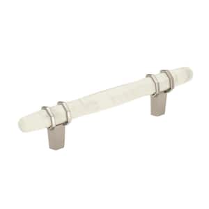 Carrione 5-1/16 in. (128mm) Modern Marble White/Polished Nickel Bar Cabinet Pull