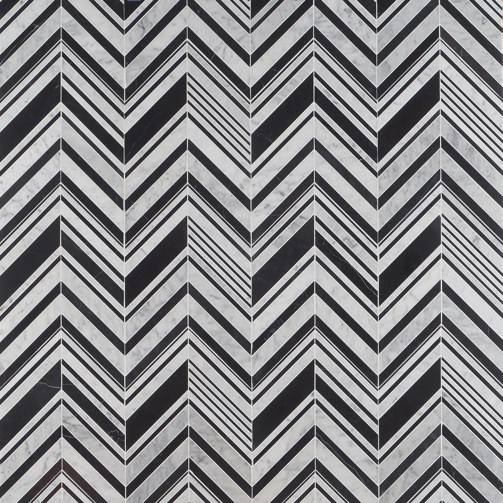 Auburn Nero 4 in. x 0.39 in. Polished Marble Floor and Wall Mosaic Tile Sample price history on PriceWatchPro