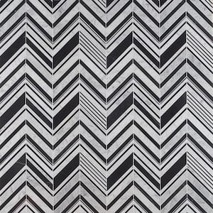 Auburn Nero 4 in. x 0.39 in. Polished Marble Floor and Wall Mosaic Tile Sample