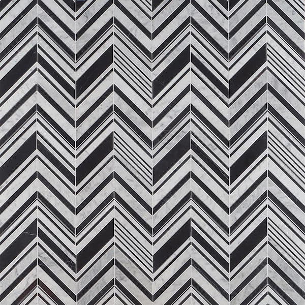 Ivy Hill Tile Auburn Nero 11.33 in. x 12.87 in. Polished Marble Floor and Wall Mosaic Tile (2.02 sq. ft./Each)