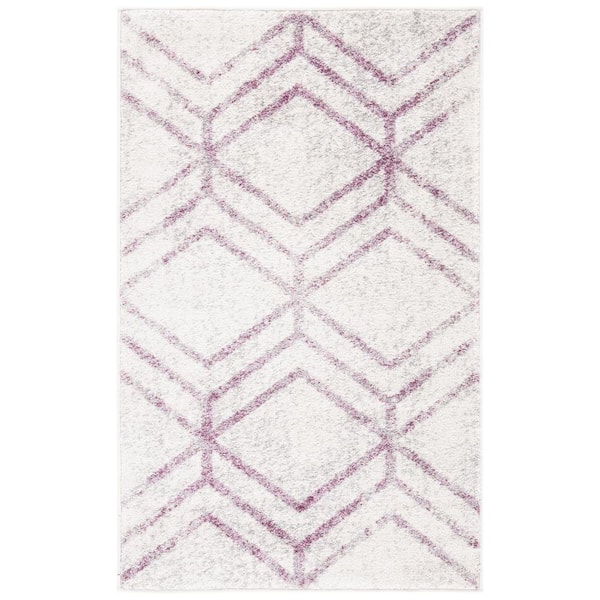 SAFAVIEH Adirondack Ivory/Plum Doormat 3 ft. x 5 ft. Distressed Diamond Area Rug