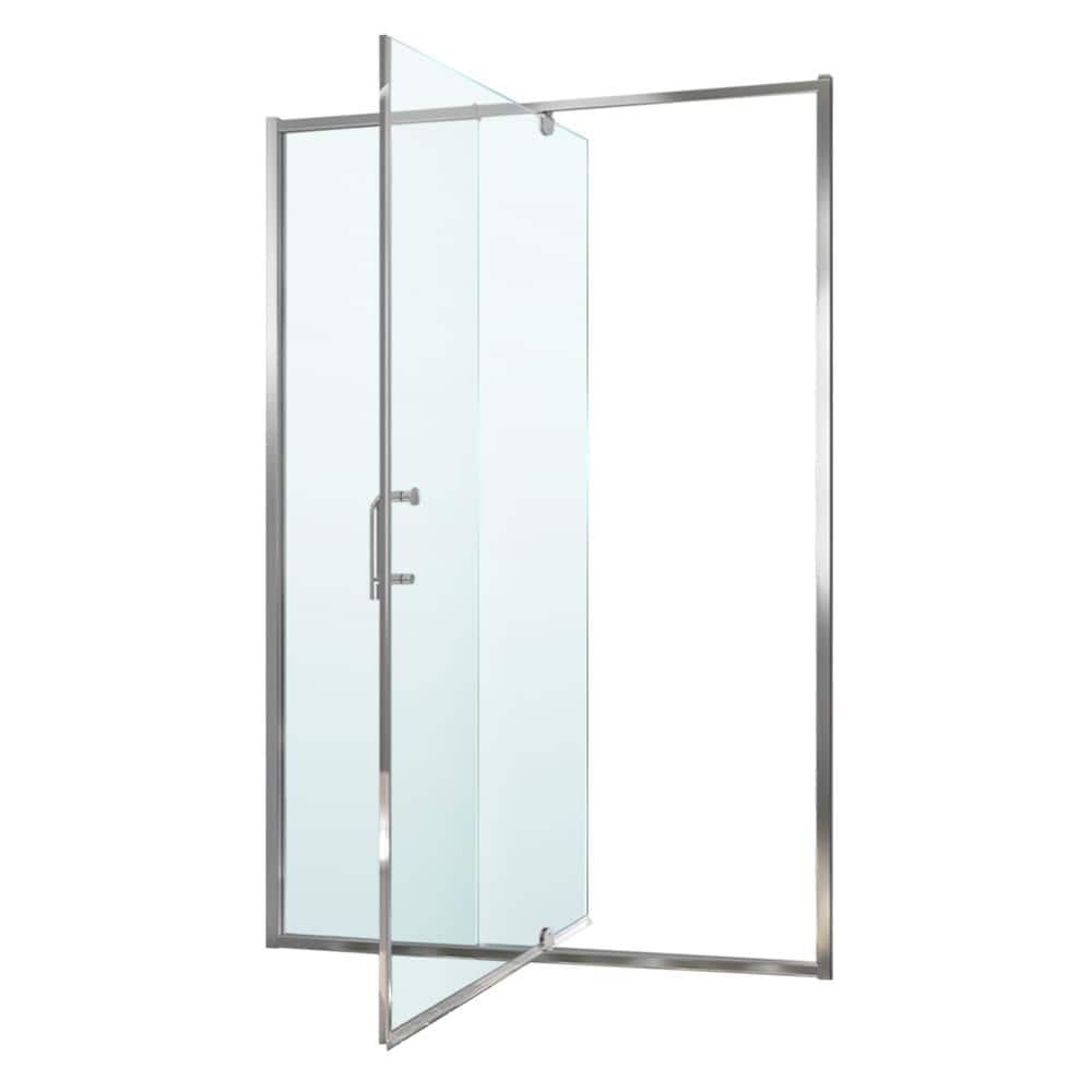 54 in. Chrome Semi-Frameless Pivot Shower Door with Clear Glass