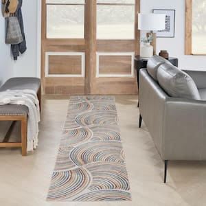 Astra Machine Washable Ivory/Multi 2 ft. x 8 ft. All-Over Design Contemporary Kitchen Runner Area Rug