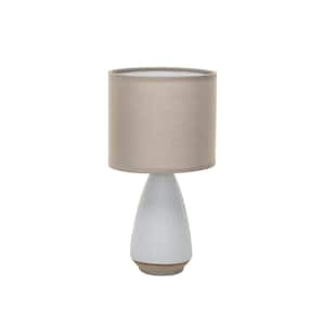 10.75 in. Volcano Finish and Matte White Table Lamp with Natural Color Linen Shade