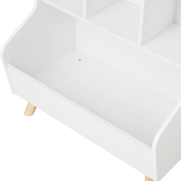 LUE BONA 32.68 in. White 2-Tier Storage Wooden Kids Bookshelf with Cubbies  and Bookrack for Kids Room or Nursery LB22KS0005-100 - The Home Depot