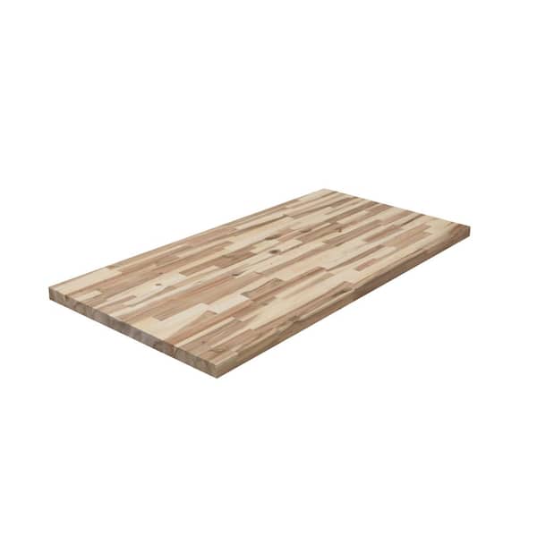Hampton Bay 4 ft. L x 25 in. D x 1.5 in. Unfinished Acacia Solid Wood Butcher Block Countertop With Square Edge