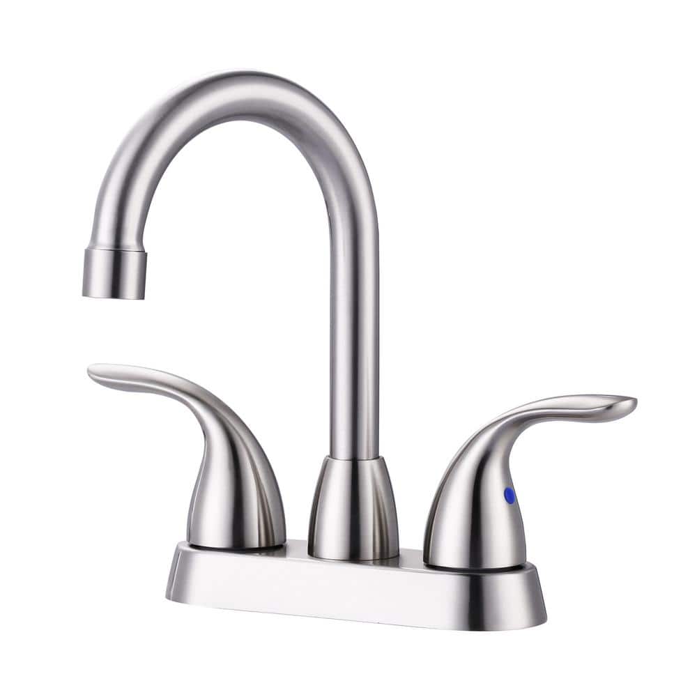 Brushed Nickel Double Handle High Arc Bathroom Faucet