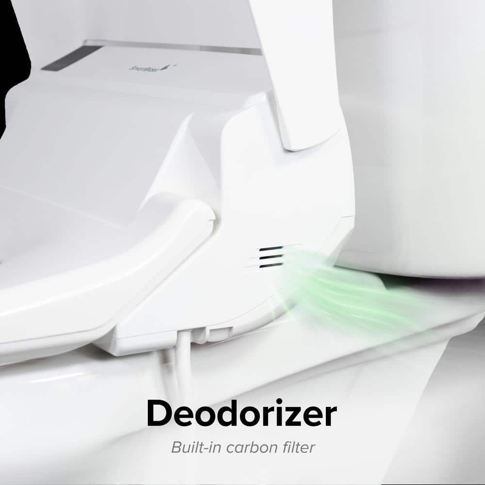 White Elongated Electric Bidet Toilet Seat with Remote Control