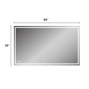 60 in. W x 36 in. H Large Rectangular Frameless Dimmable LED Anti-Fog Wall Mounted Bathroom Vanity Mirror in White