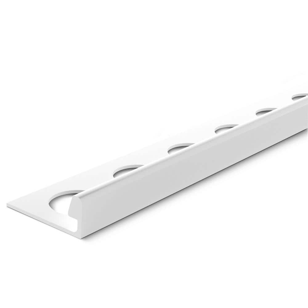 TrimMaster Bright White 1/2 in. x 981/2 in. Aluminum LShaped Tile