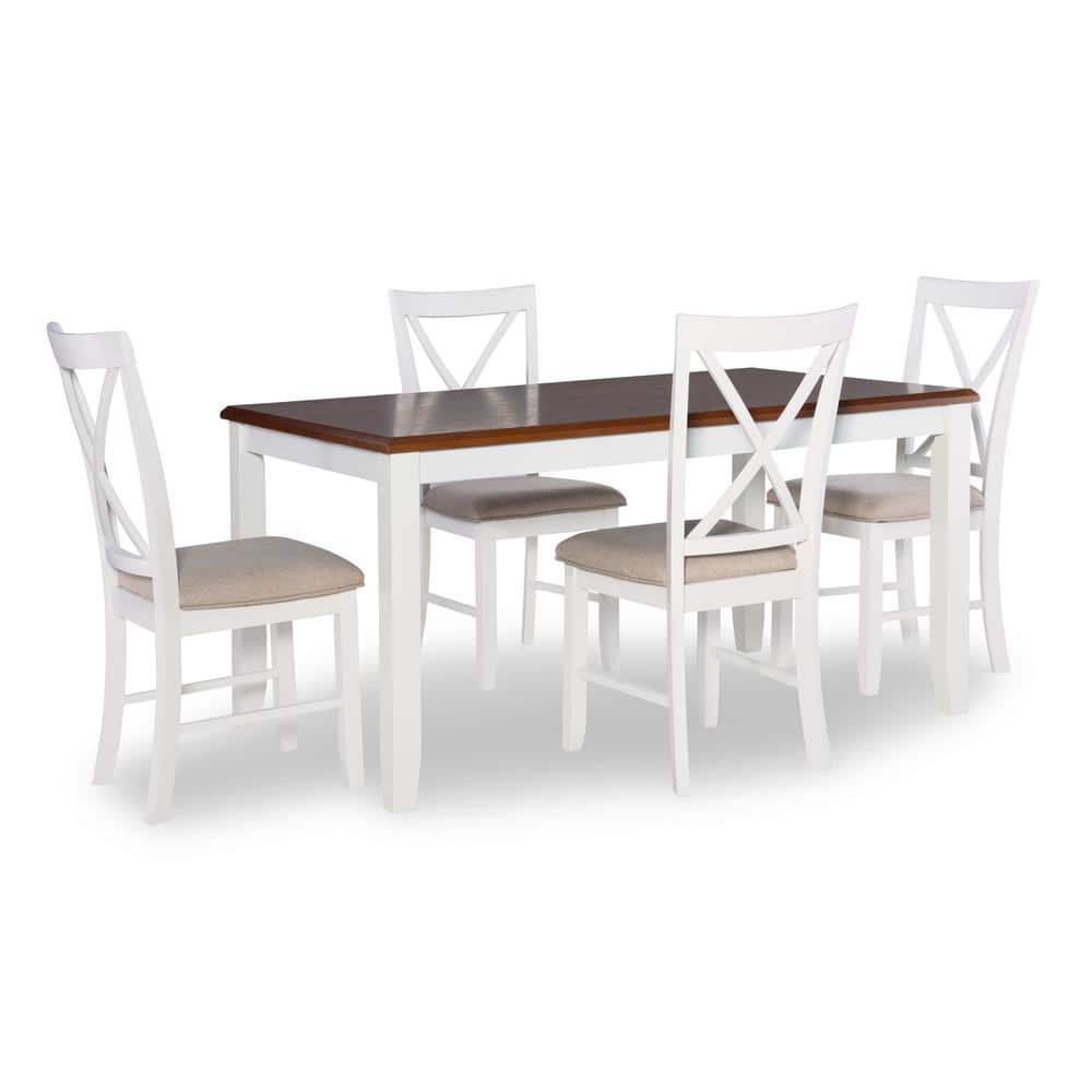 Powell Company Twyla Honey Brown 5-Piece Dining Set with Vanilla White ...
