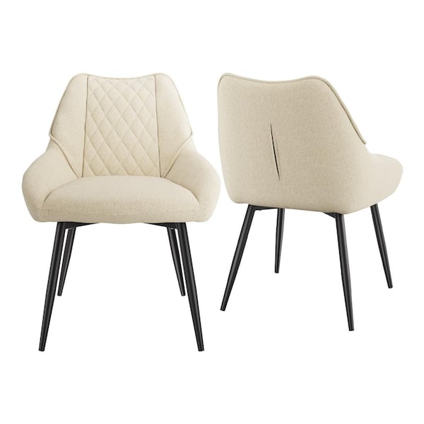 Fabric Soft Beige Dining Chairs (Set of 2)