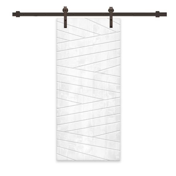 CALHOME 42 in. x 80 in. White Stained Pine Wood Modern Interior Sliding Barn Door with Hardware Kit