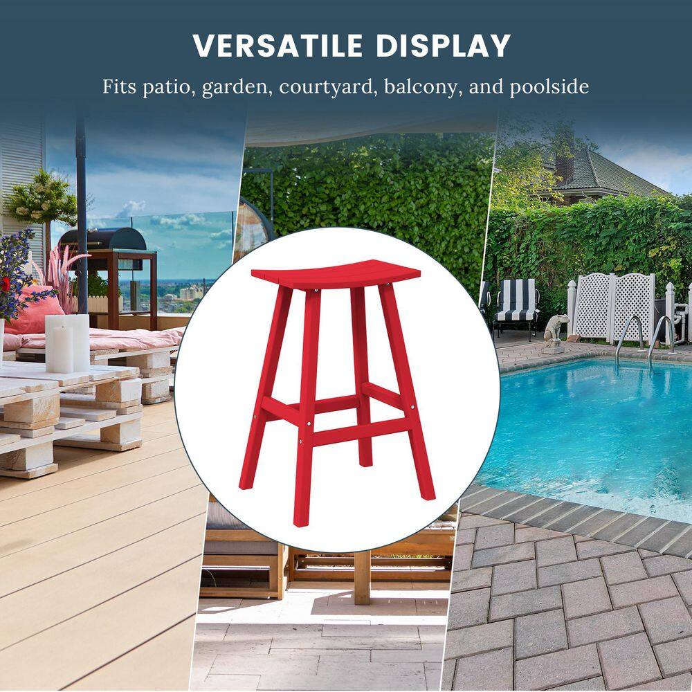 Laguna All-Weather HDPE Curved Saddle Bar Stool 29" Red