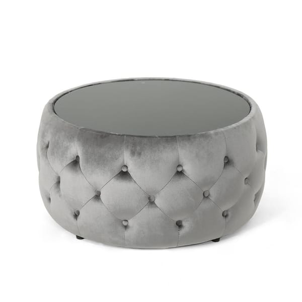 Noble House Chana 30 in. Smoke Medium Round Glass Coffee Table