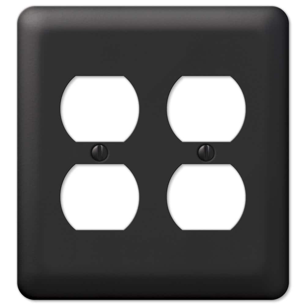 Black Steel Double Duplex 2-Gang Wall Plate