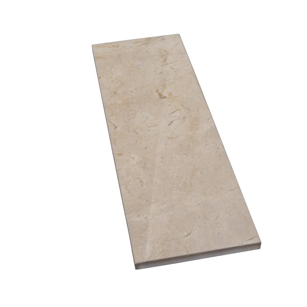 Beige and White Polished Marble 4" x 12" Subway Tile