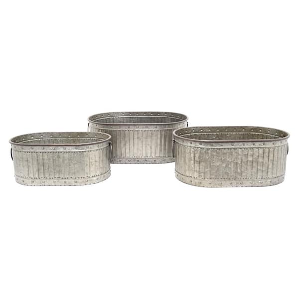 THREE HANDS 19.75 in. x 12.5 in. Planters in Gray (Set of 3)