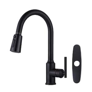 Single Handle Pull Down Sprayer Kitchen Faucet with Deckplate in Oil Rubbed Bronze