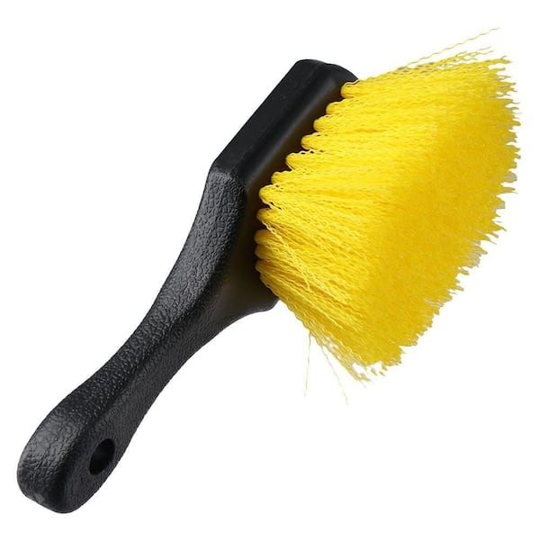 8 in. Heavy Duty Cleaning Brush with Nylon Bristles and Plastic Handle for Outdoor Use on Wheels and Tires