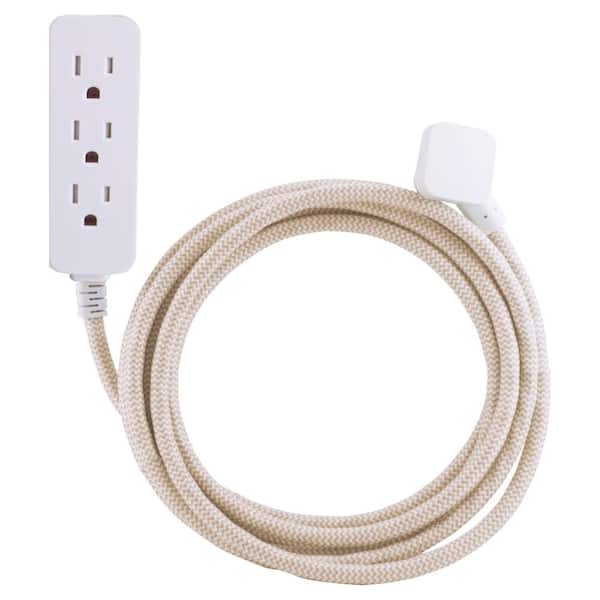 Cordinate 10 ft. 16/3 Designer 250J 3-Outlet Surge Protector Power Strip, White