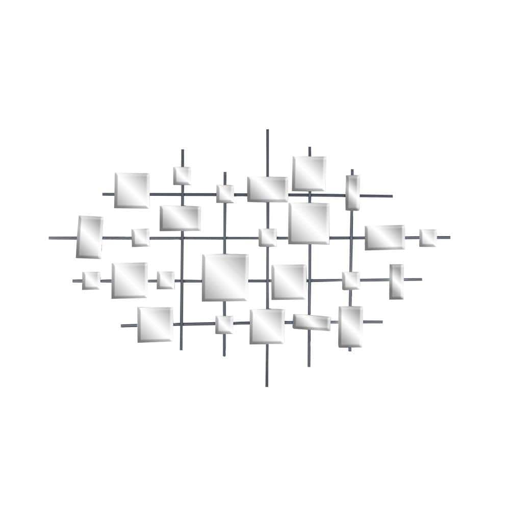 Elegant Geometric Black Iron Mirror Wall Art, 28" x 44"