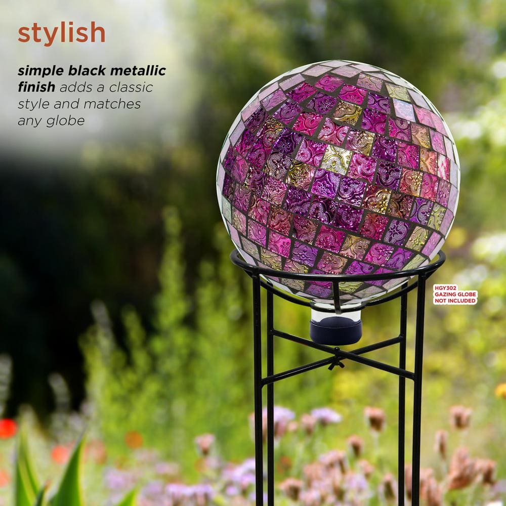 24" Black Metal Gazing Globe Stand for Outdoor Decor