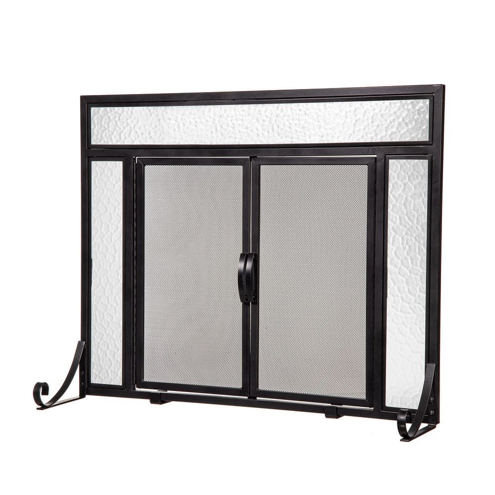 Evergreen Enterprises 42 in. x 34 in. Mesh Weave Black Metal 1-Panel ...