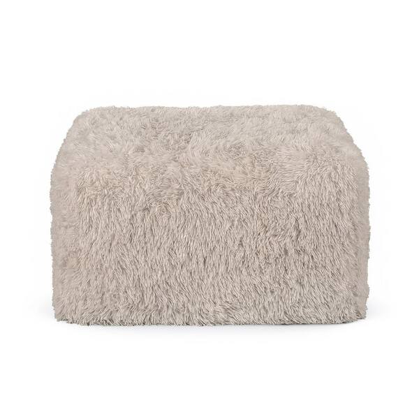 Furniture of America Getty Taupe Faux Fur Square High Density Foam