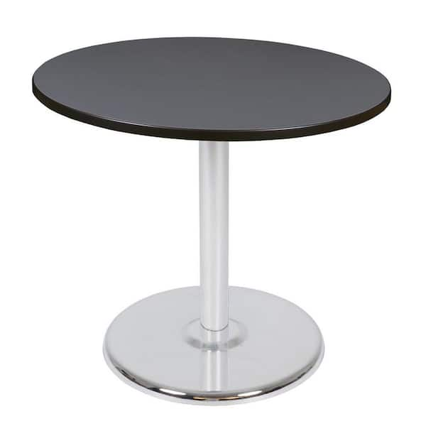 Regency Eiss 42 in. L Round Chrome and Grey Wood Platter Base Table 4-Seats