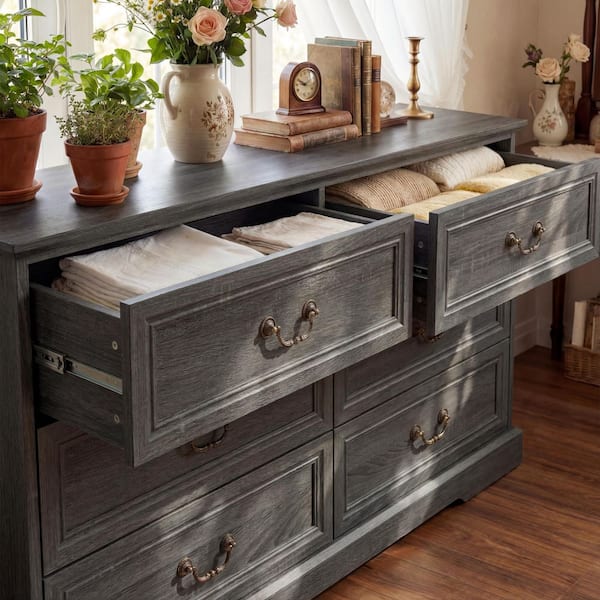 chad grey dresser Almere Gray 6 Drawer Dresser