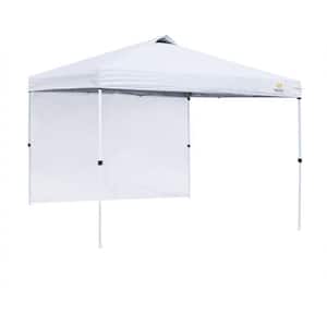 Pop Up Tent 10 ft. x 10 ft. Metal Canoppy Height Adjustable White 1 Wall