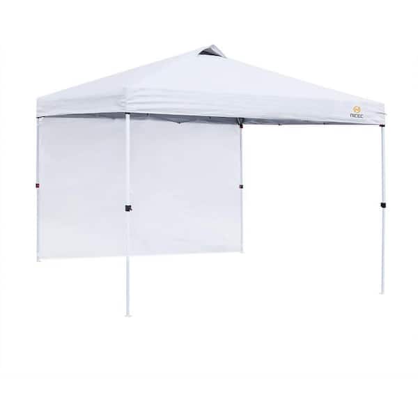 NICE C Pop Up Tent 10 ft. x 10 ft. Metal Canoppy Height Adjustable White 1 Wall