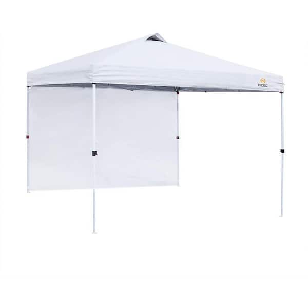 MUKE Pop Up Tent 10 ft. x 10 ft. Metal Canoppy Height Adjustable White 1 Wall