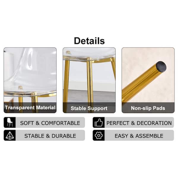Modern Simple Gold Dining Chair with Plating Metal Leg (Set of 4)