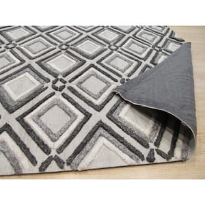 Gray 5 ft. x 8 ft. Handmade Wool Contemporary Geometric Raga Area Rug