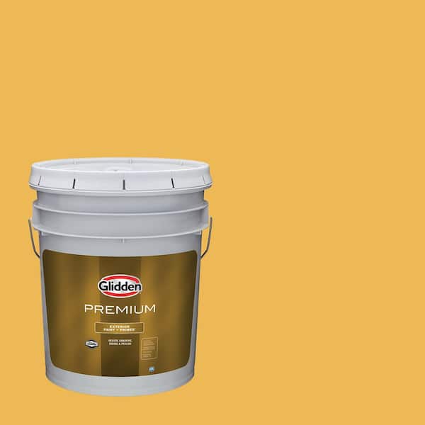 Glidden Premium 5 gal. Yellow Coneflower PPG1209-5 Satin Exterior Latex Paint