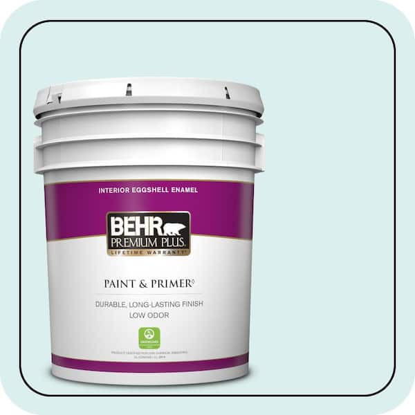 BEHR PREMIUM PLUS 5 gal. #520C-1 Spring Rain Eggshell Enamel Low Odor Interior Paint & Primer