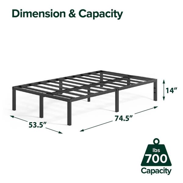 Black Metal Full Platform Bed Frame, Granrest Metal Bed Frame