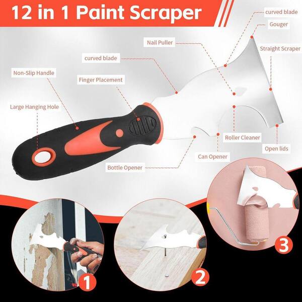 KIWDZFU 10-Piece Stainless Steel Drywall Knife Set with Putty
