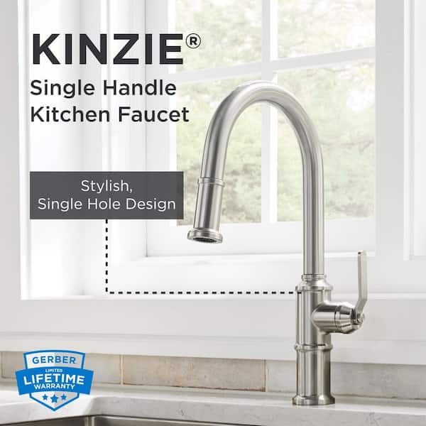Kinzie Single Handle Pull Down Sprayer Kitchen Faucet in Stainless Steel