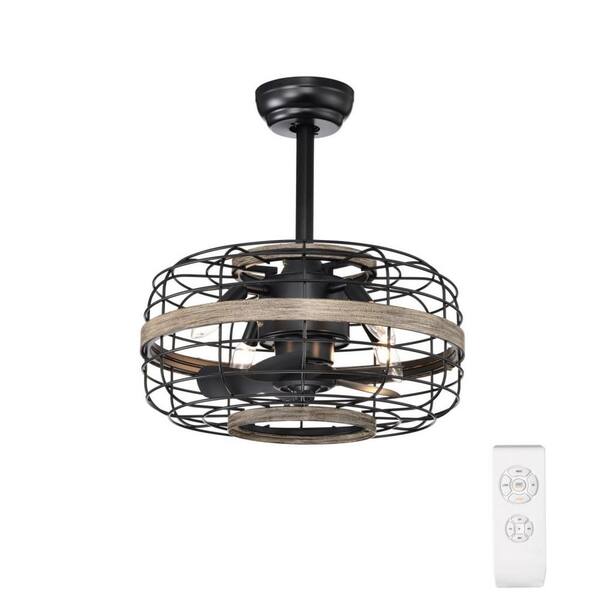 Sunpez 18 in. Indoor Matte Black Industrial Style Cage Ceiling Fan with ...