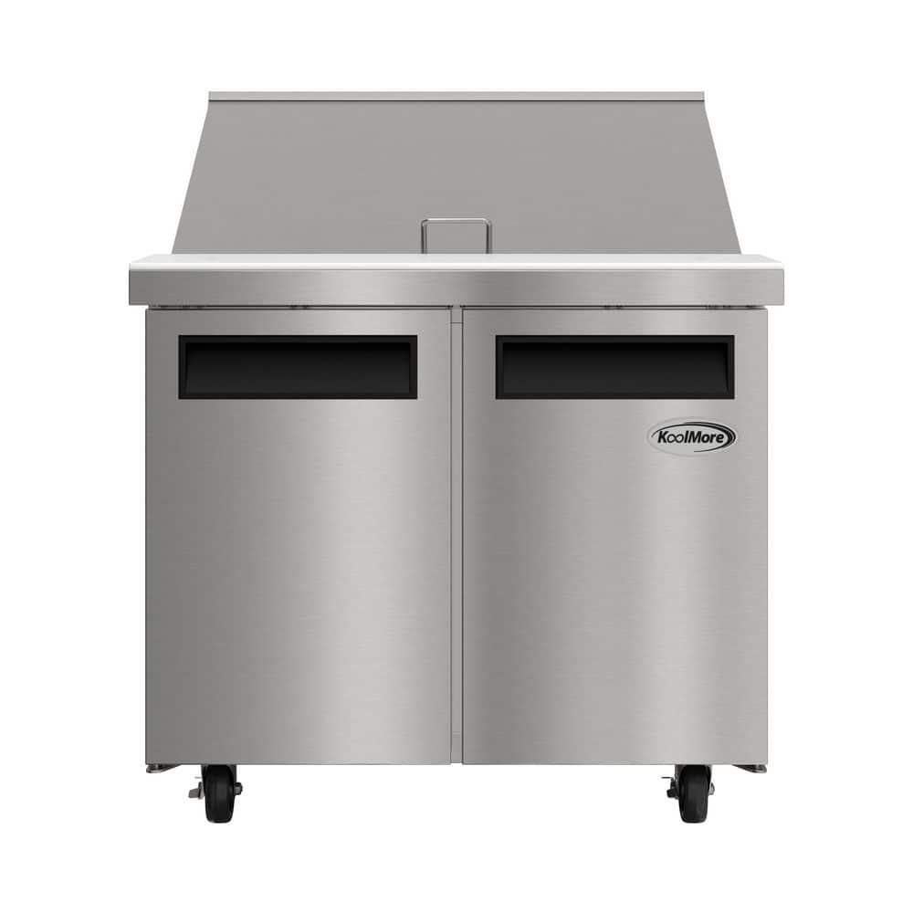 36 in. Commercial 2-Door Salad and Sandwich Prep Table Refrigerator, 15 Pan and 11 cu. ft. of Storage in Stainless-Steel