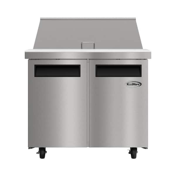36 in. Commercial 2-Door Salad and Sandwich Prep Table Refrigerator, 15 Pan and 11 cu. ft. of Storage in Stainless-Steel