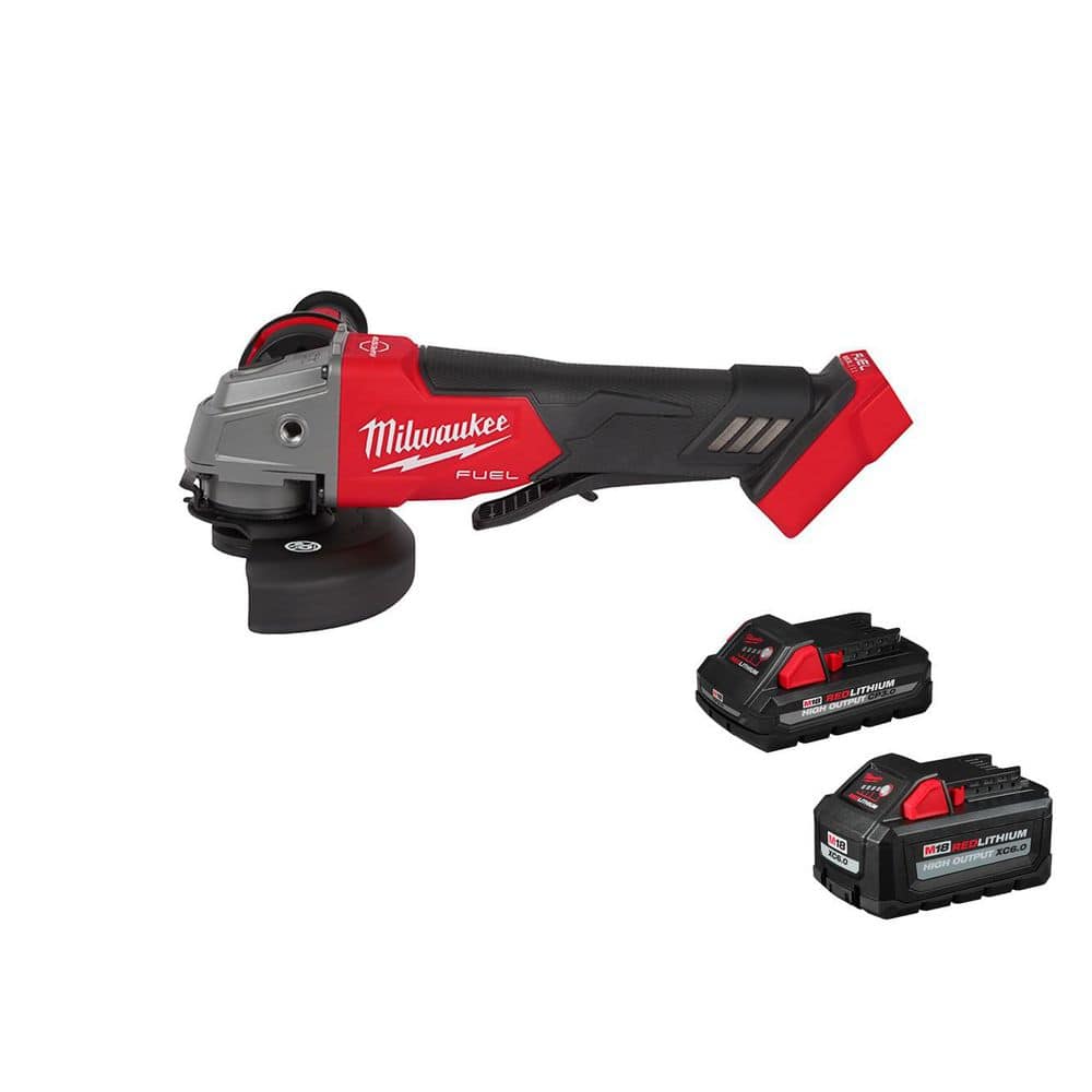 MILWAUKEE M18 FUEL 18V Lithium-Ion Brushless Cordless 4-1/2 in./5 in. Grinder w/ 6Ah & 3Ah High Output Battery Pack (2880-20-48-)