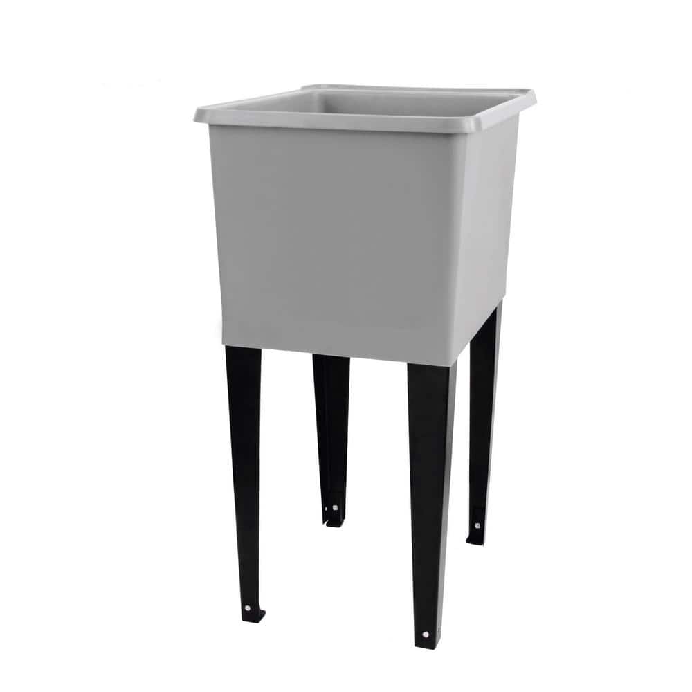 17.75 in. x 23.25 in. Thermoplastic Freestanding Space Saver Utility Sink in Grey - Black Metal Legs with P-Trap Kit price history on PriceWatchPro