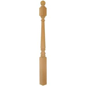 Stair Parts 4010 48 in. x 3 in. Unfinished Hemlock Ball Top Starting Newel Post for Stair Remodel