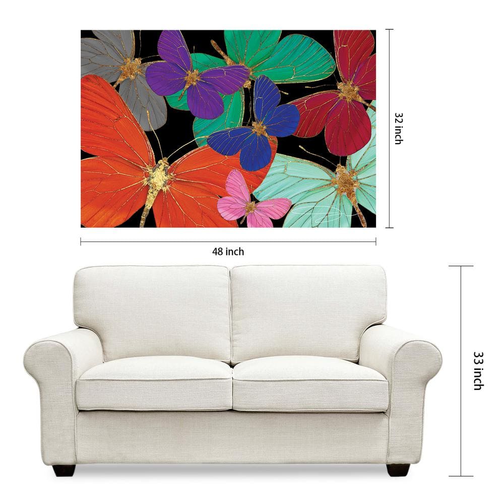 Colorful Butterfly World Tempered Glass Art Print, 32" x 48"