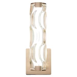 Marseille 4.75 in. W 1-Light Natural Brass LED Bathroom Vanity Fixture Clear Glass