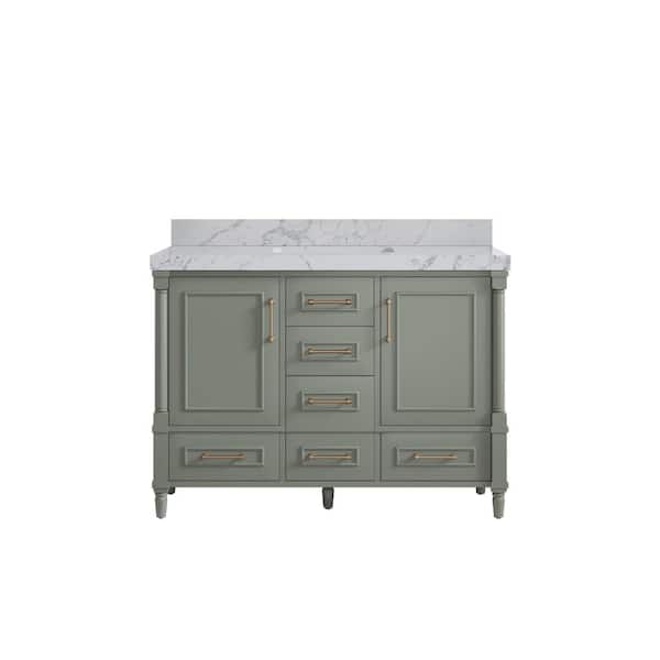 Willow Collections Hudson 48 in. W x 22 in. D x 36 in. H Single Sink Bath Vanity in Evergreen with 2 in. Venatino Qt. Top